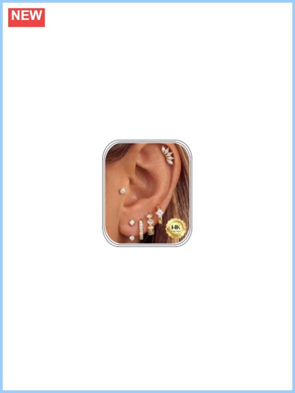 Sterling Silver 14K Gold Plated Huggie Hoop Stud Earrings Set